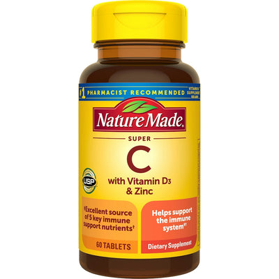 Nature Made Super C avec Vitamine D3 et Zinc - 60 Comprimés