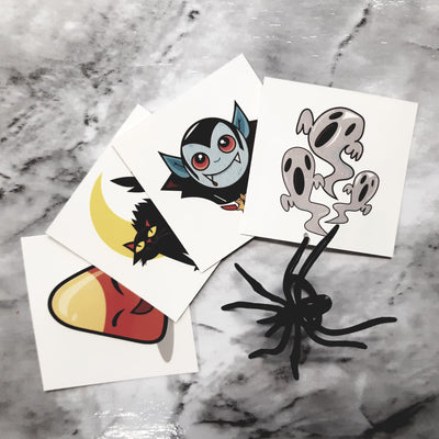 Ensemble de 24 décorations de bagues araignées noires avec tatouages d'Halloween