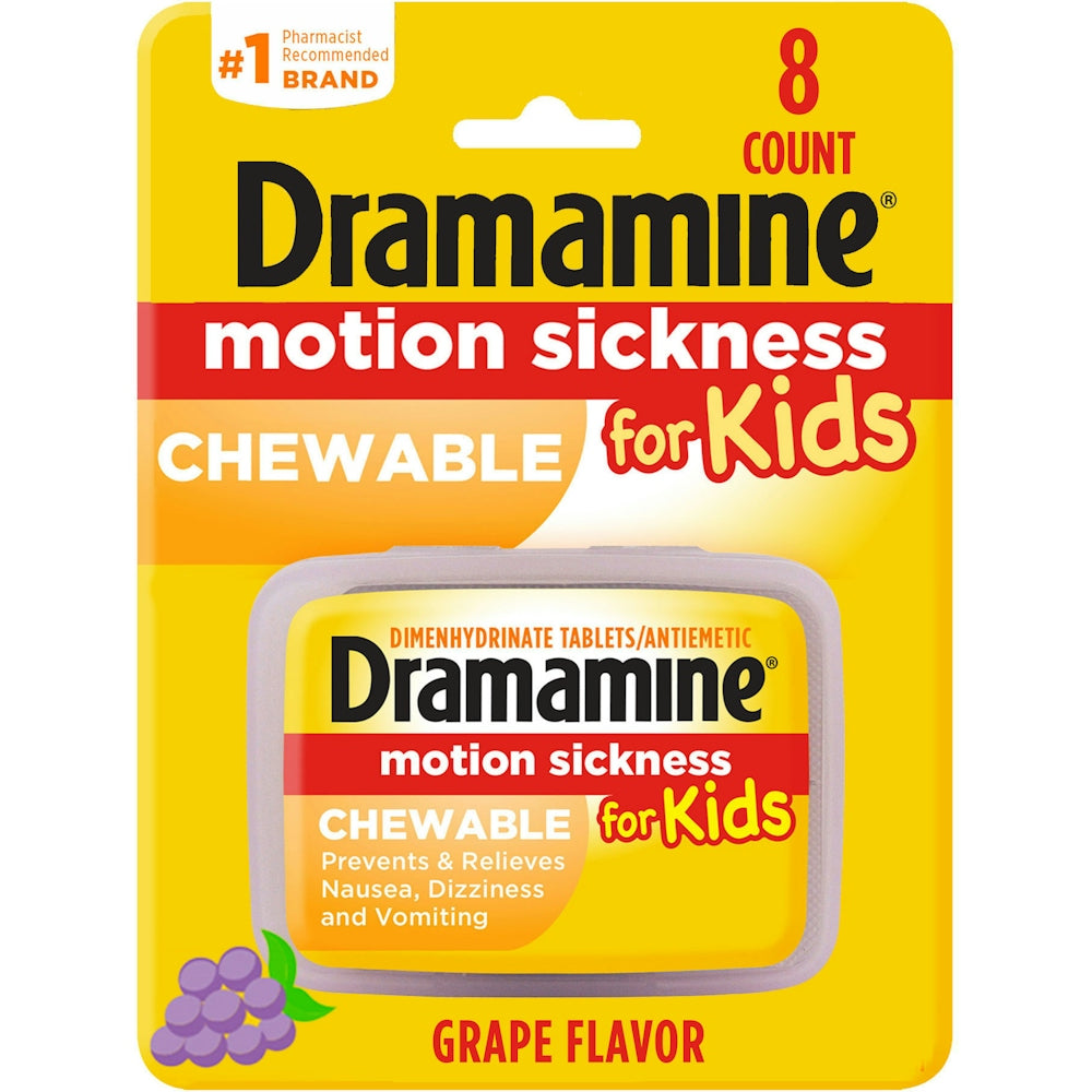 Dramamine Alivio del Mareo para Niños - Tabletas Masticables de Uva