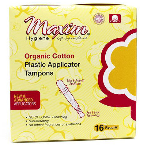 Tampons en coton biologique Maxim Hygiene, absorption régulière, 16 unités