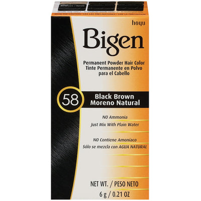 Bigen Permanent Powder Hair Color - 58 Black Brown - Ammonia Free
