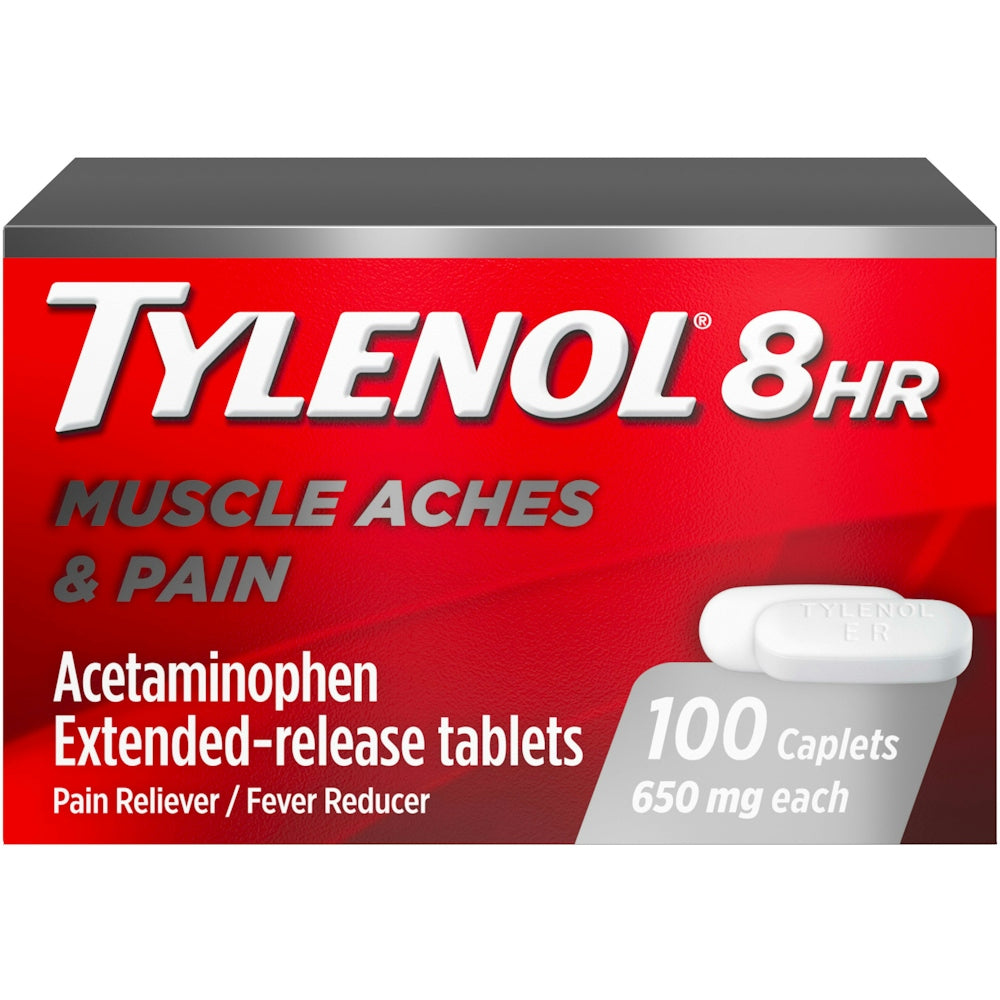 Tylenol 8 HR Douleurs musculaires et douleurs, 650 mg à libération prolongée, 100 comprimés