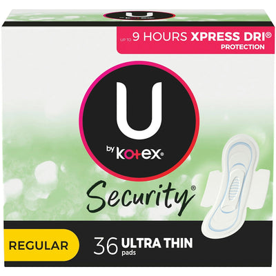 U by Kotex Security Ultra Thin Pads with Wings - Regular 36 ct