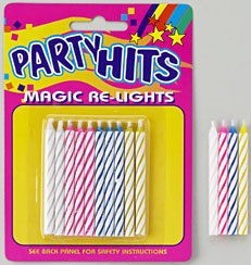 Magic Re-Lite Birthday Candles - Assorted Colors, Pack of 10