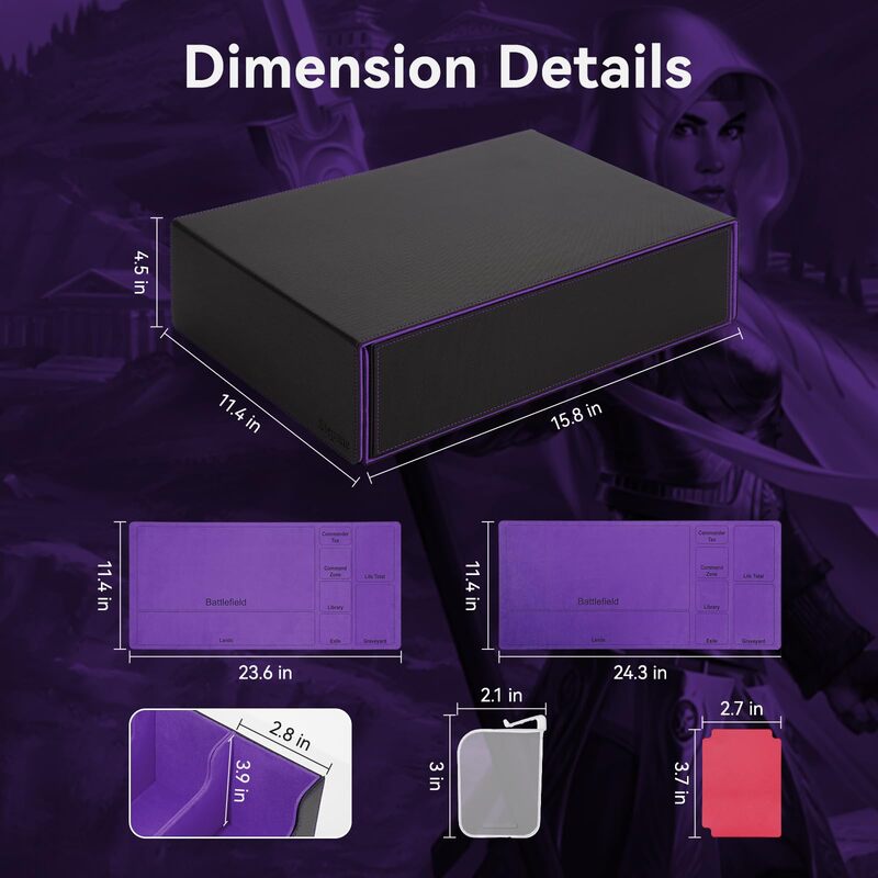 3800+ Capacity Card Storage Box. Includes 20 Dividers, 5 Supporters, Leather Magnetic Closure. Great for YuGiOh & MTG Cards. - Korvel