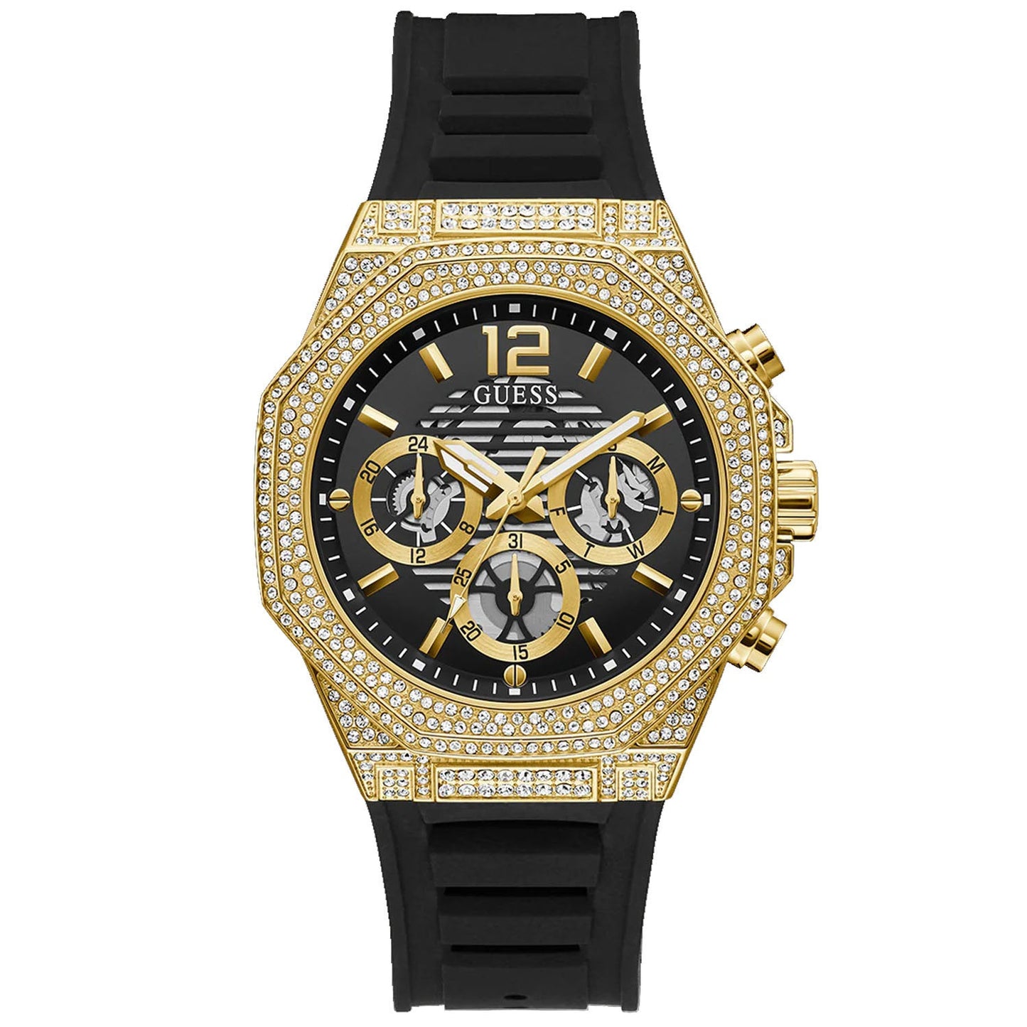 Guess Men's Momentum Black Gold Tone Multi-function Watch