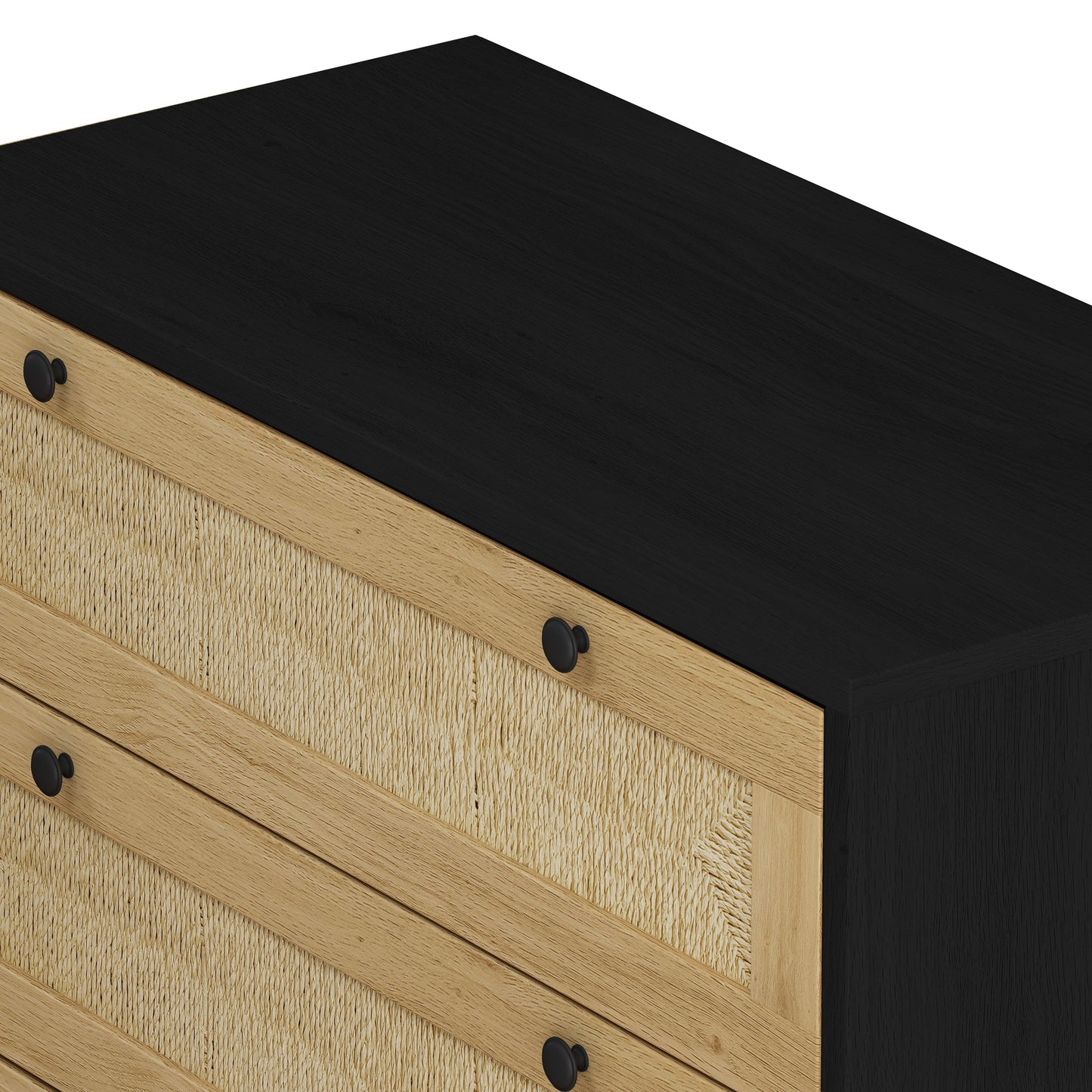 Cabinet de rangement élégant à 3 tiroirs avec tiroirs en corde tissée