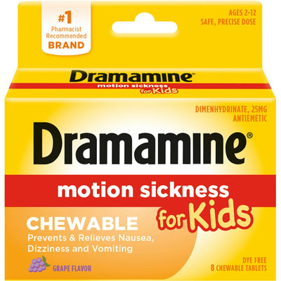 Dramamine Kids Grape Chewable Tablets - 8 Count