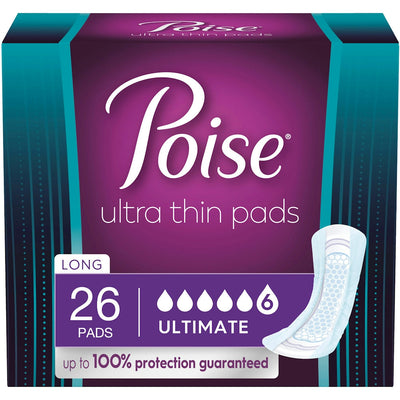 Poise Ultra Thin Incontinence Pads - Ultimate Absorbency, Long Length