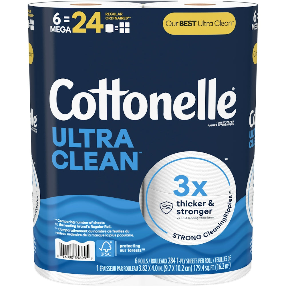 Cottonelle Ultra Clean Toilet Paper - 6 Mega Rolls
