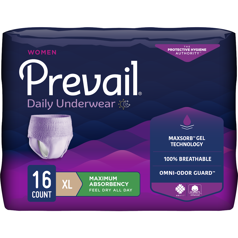 Prevail Daily Underwear for Women, Max Absorbency, X-Large, 4x16ct