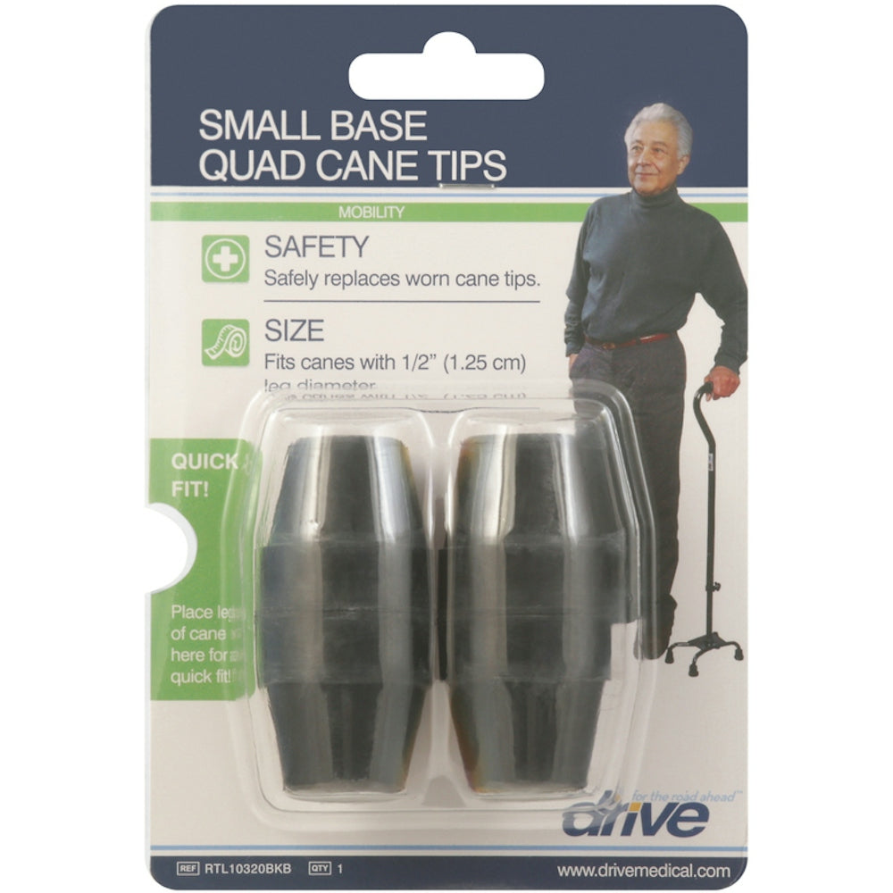 Puntas de Bastón Cuádruple de Base Pequeña Drive Medical – Negro
