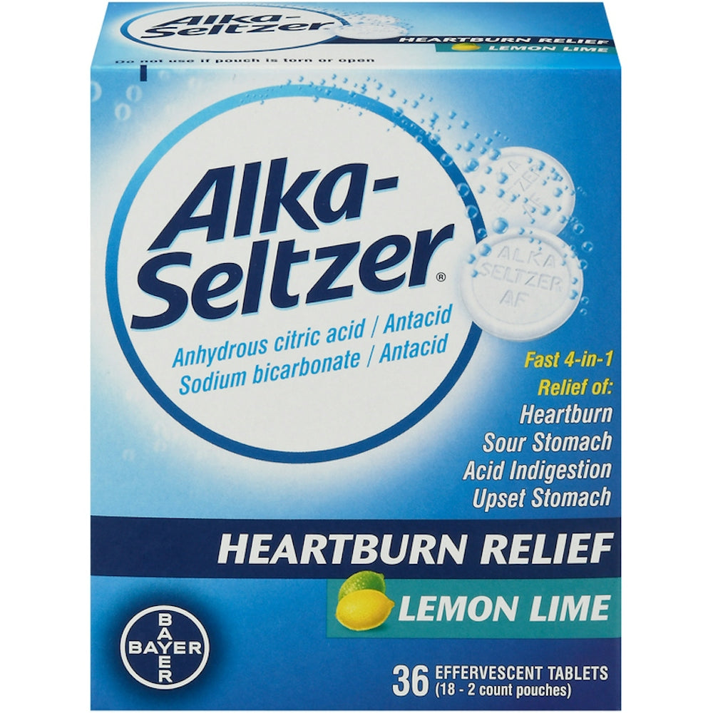 Alka-Seltzer Lemon Lime Effervescent Tablets, 36 Count
