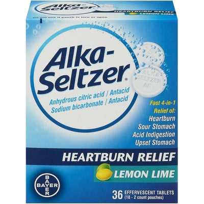 Alka-Seltzer Lemon Lime Effervescent Tablets, 36 Count