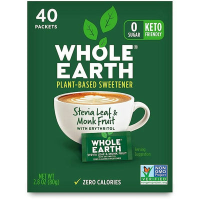 Whole Earth Stevia & Monk Fruit Packets - 40 Count