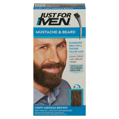 Just For Men Brush-In Color Gel for Mustache & Beard - Light Medium Brown M-30