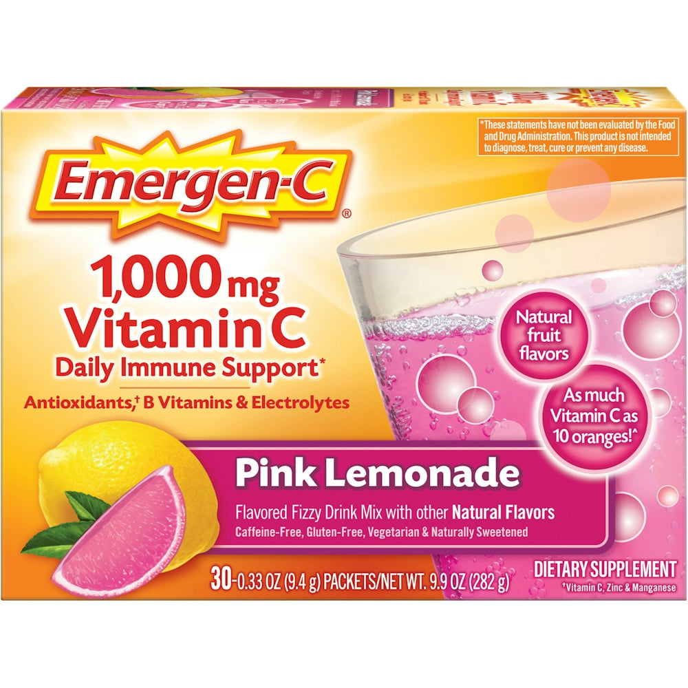 Emergen-C Vitamin Fizzy Drink Mix Pink Lemonade - 30 Packets