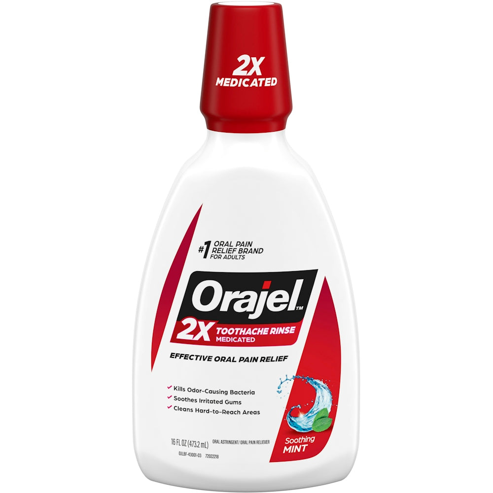 Bain de bouche apaisant à la menthe Orajel, 16 Fl Oz