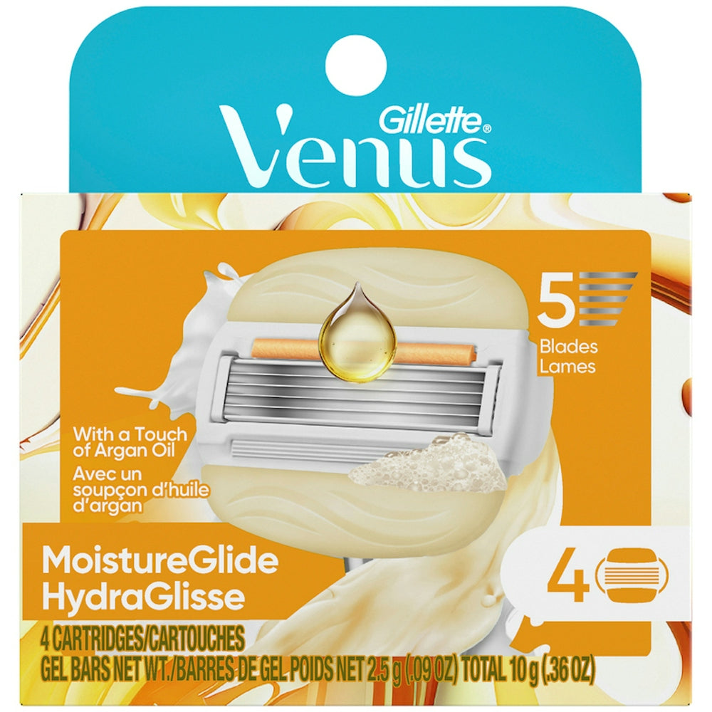 Gillette Venus MoistureGlide Women's Razor Blade Refills, 4 Count