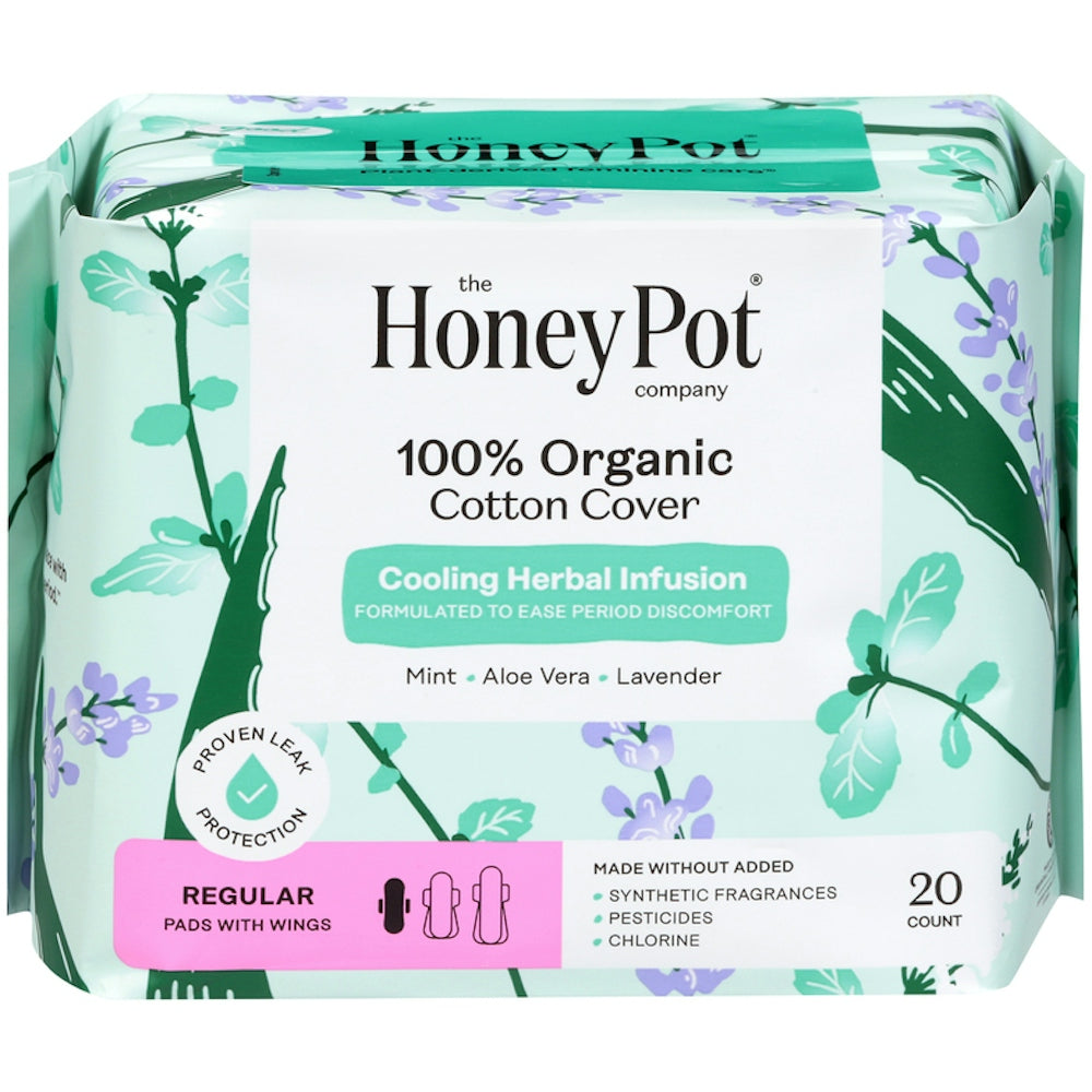 The Honey Pot Co. Serviettes Infusées aux Herbes avec Ailes – Régulier (20 Compte)