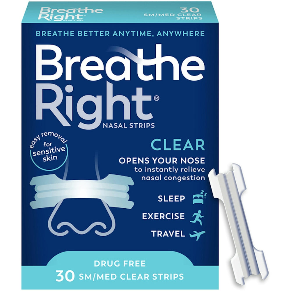 Breathe Right Original Clear Nasal Strips - Pequeño/Mediano
