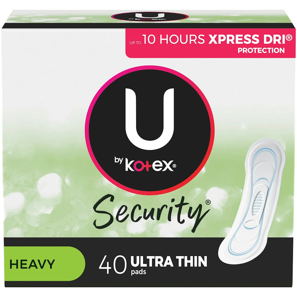 U by Kotex Clean & Secure Ultra Thin Pads, Alta Absorbencia, 40 Contenido