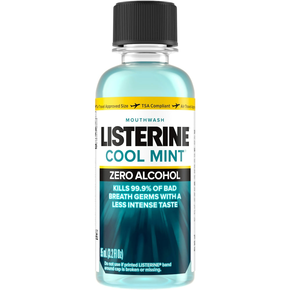 Listerine Zero Alcohol Mouthwash, Cool Mint 3.2 Fl Oz