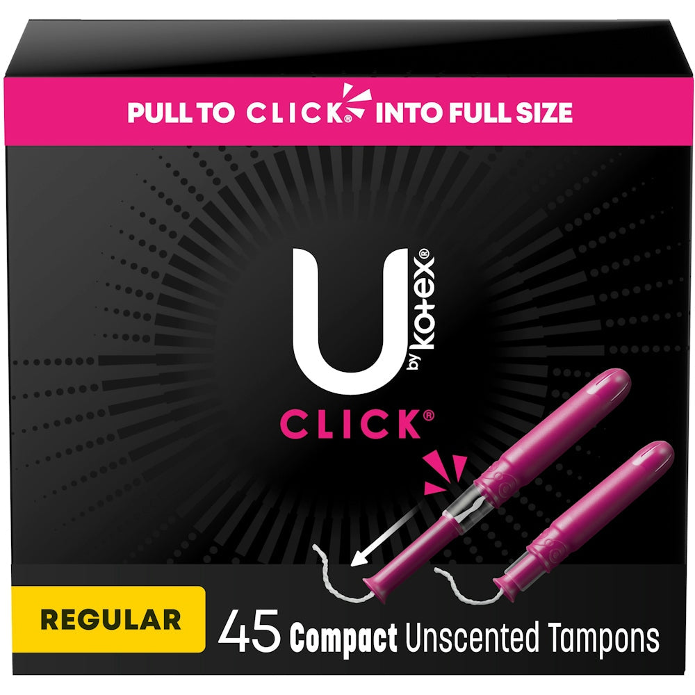 U by Kotex Click Compact Tampons, Absorbencia Regular, Sin Fragancia, 45 Contenido
