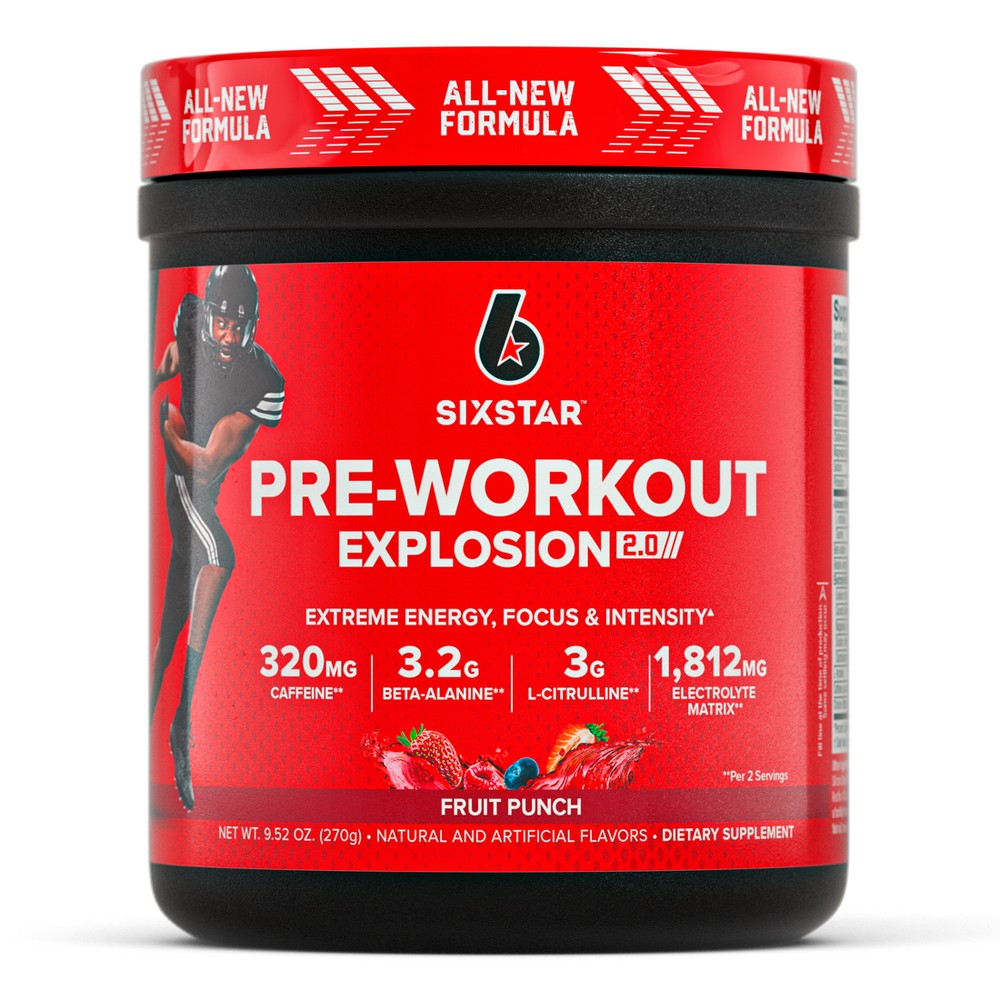 Six Star Pre-Workout Explosion 2.0 - Fruit Punch, 9.52 Ounce