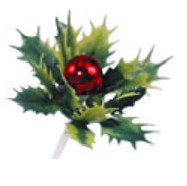 Holly Pick with Red Shiny Berry - 144 pcs