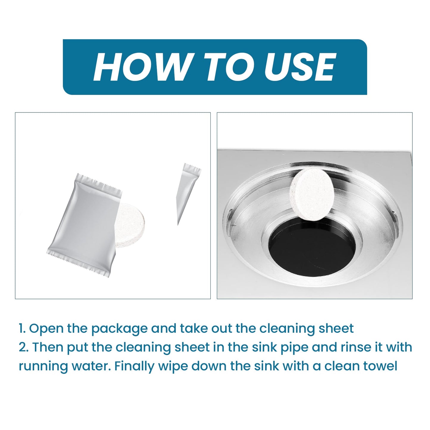 Sink Cleaning Tablets, Kitchen Sink Cleaning Stains And Oil Cleaning Pipes Cleaning Effervescent Tablets - Korvel