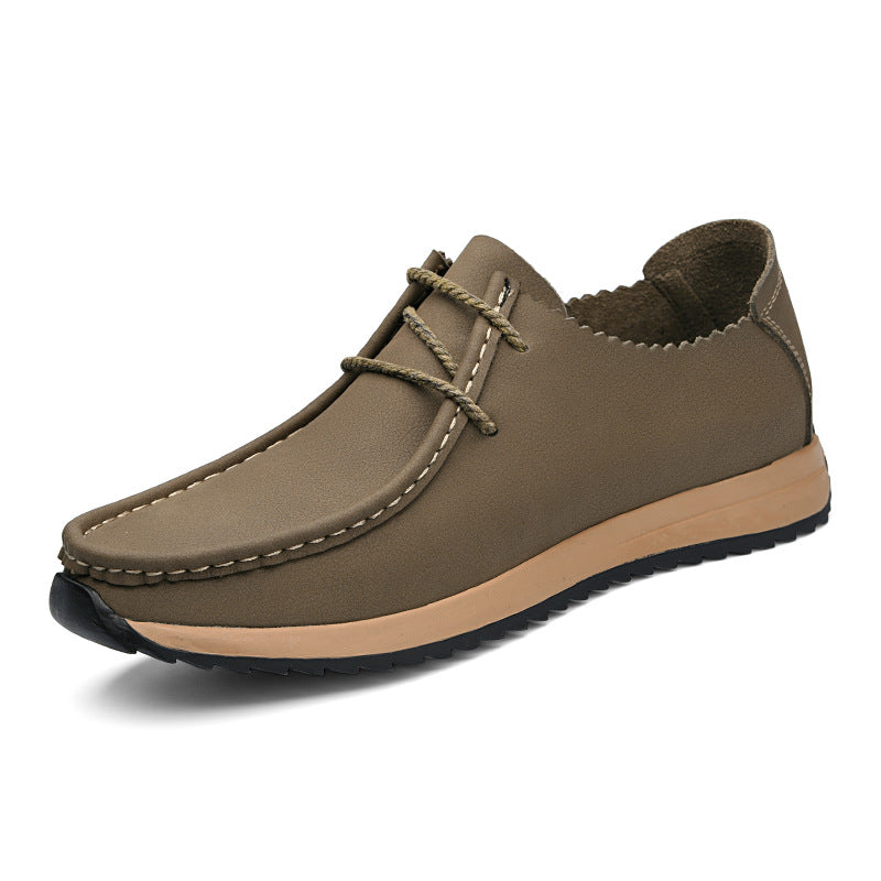Baskets en cuir rétro à lacets pour hommes