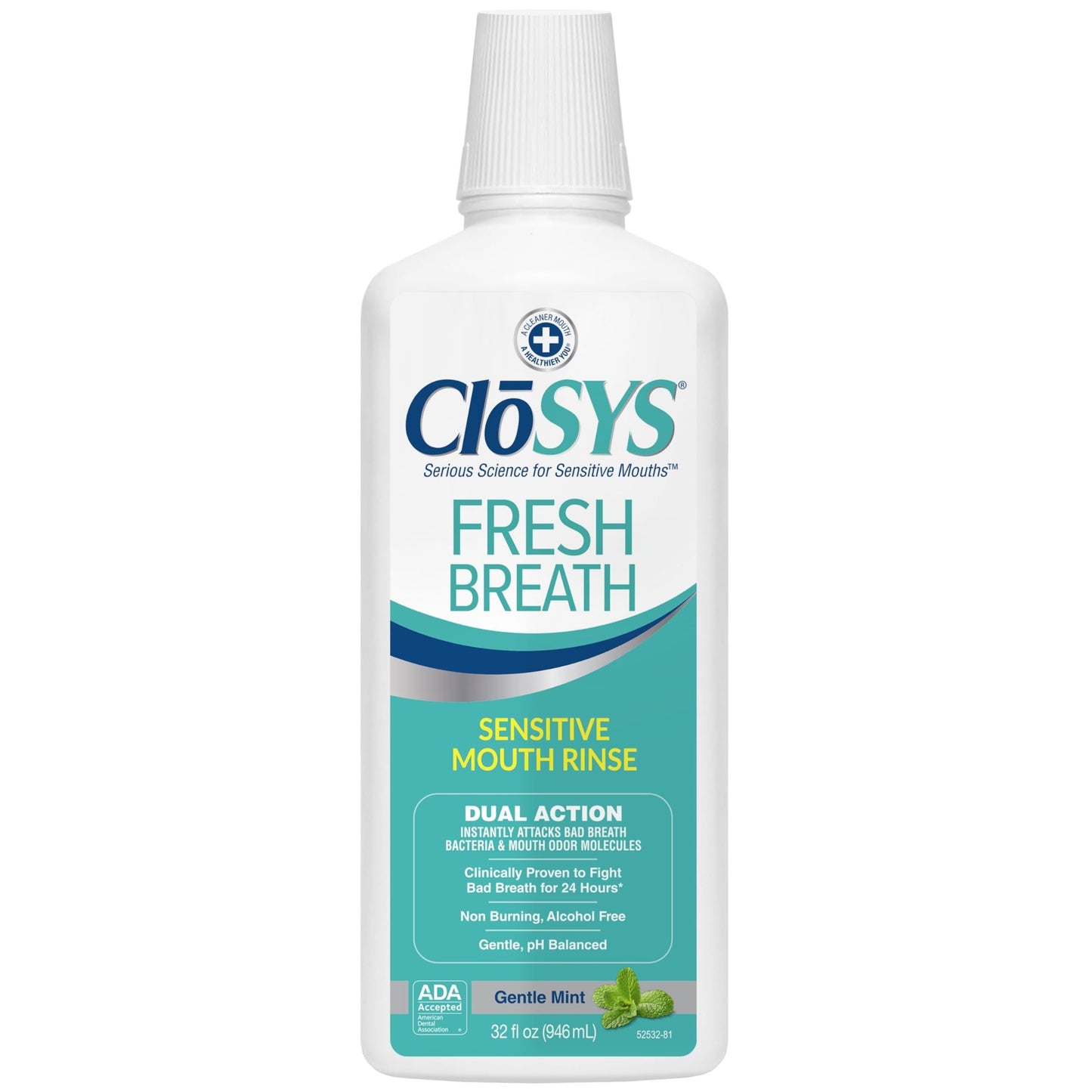 CloSYS Non-Irritating Gentle Mint Mouthwash 32 Oz