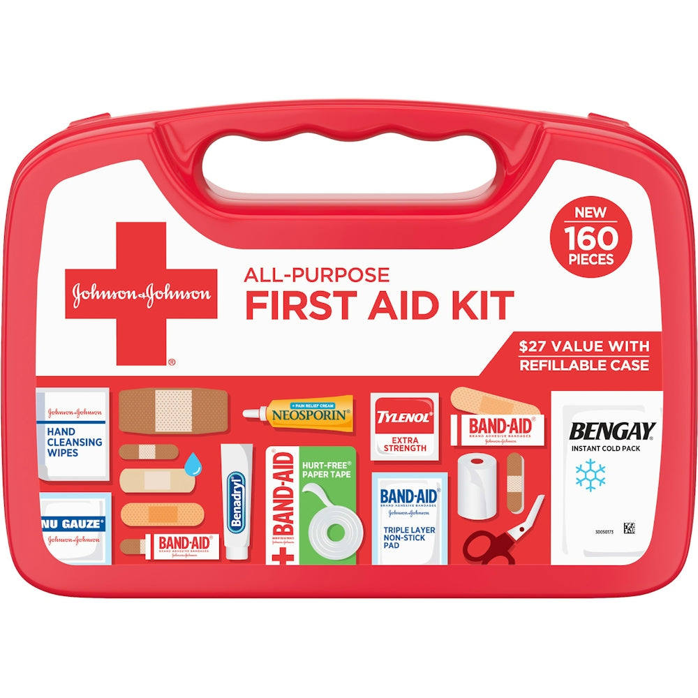 Trousse de premiers secours polyvalente Johnson & Johnson - 160 pièces essentielles