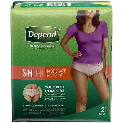 Depend FIT-FLEX Incontinence Underwear for Women, Moderate Absorbency, S/M