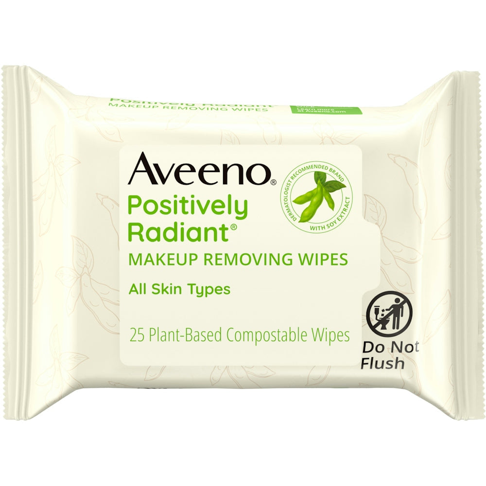 Toallitas desmaquillantes sin aceite Aveeno Positively Radiant, 25 unidades