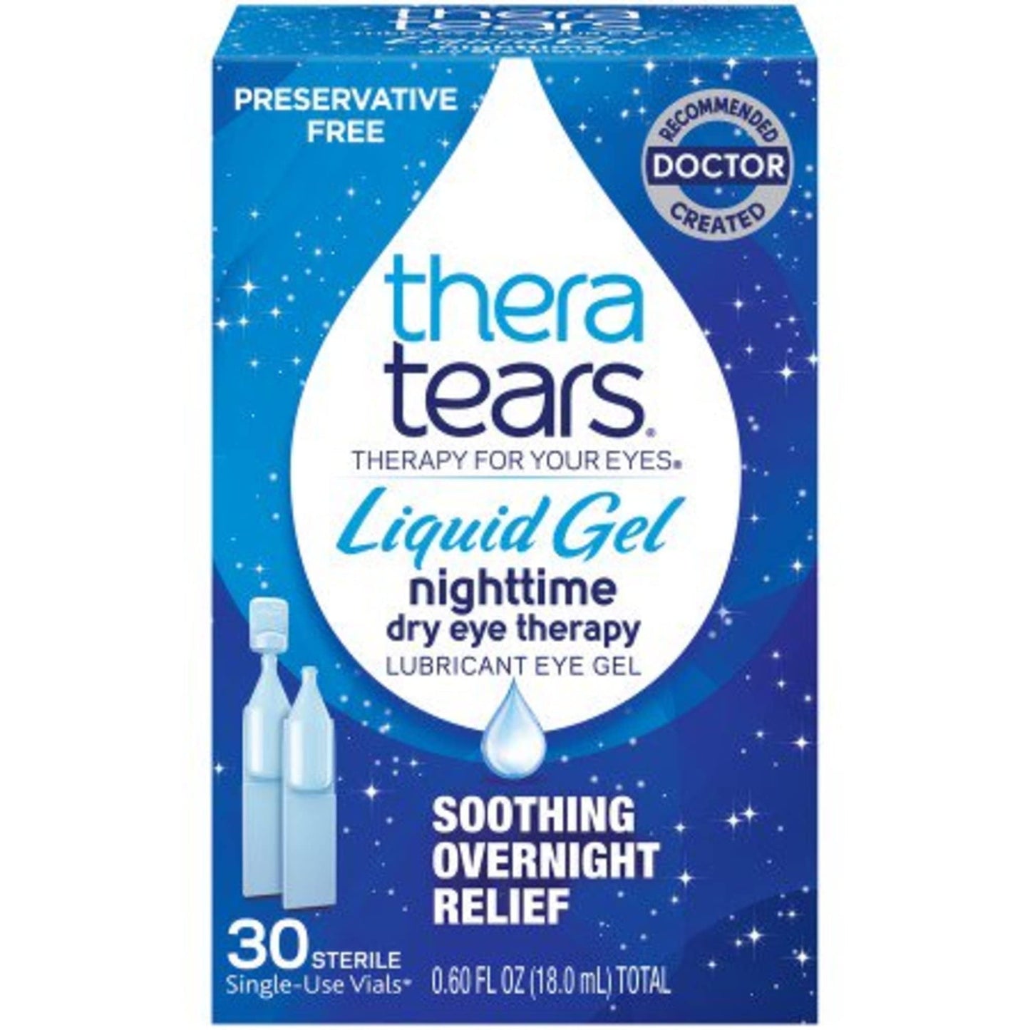 Gel lubrifiant pour les yeux TheraTears - Soulagement nocturne, 30 unités stériles