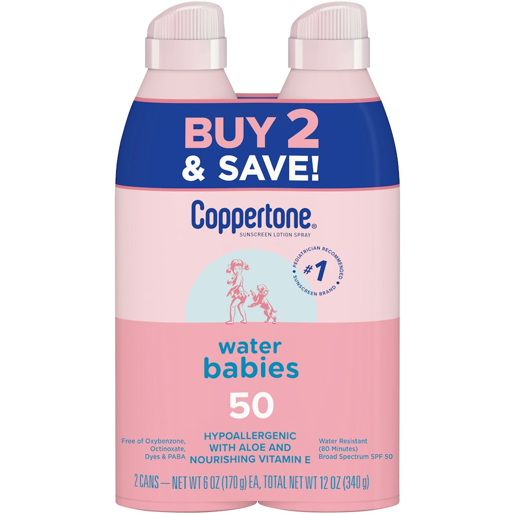 Coppertone Water Babies Lotion Spray SPF 50 Pack de Deux