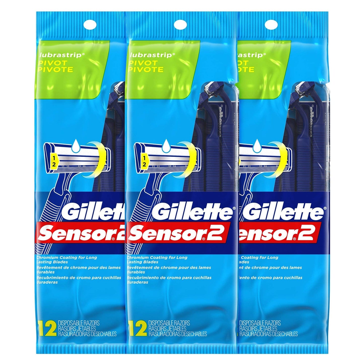 Rasoirs jetables pivotants Gillette Sensor 2 Lubrastrip