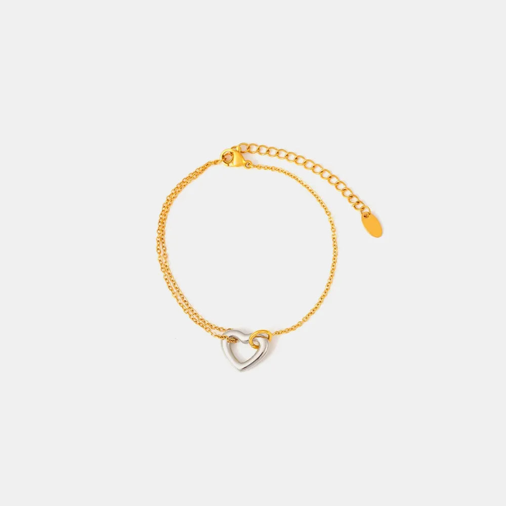 Elegant 18K Gold-Plated Heart Bracelet