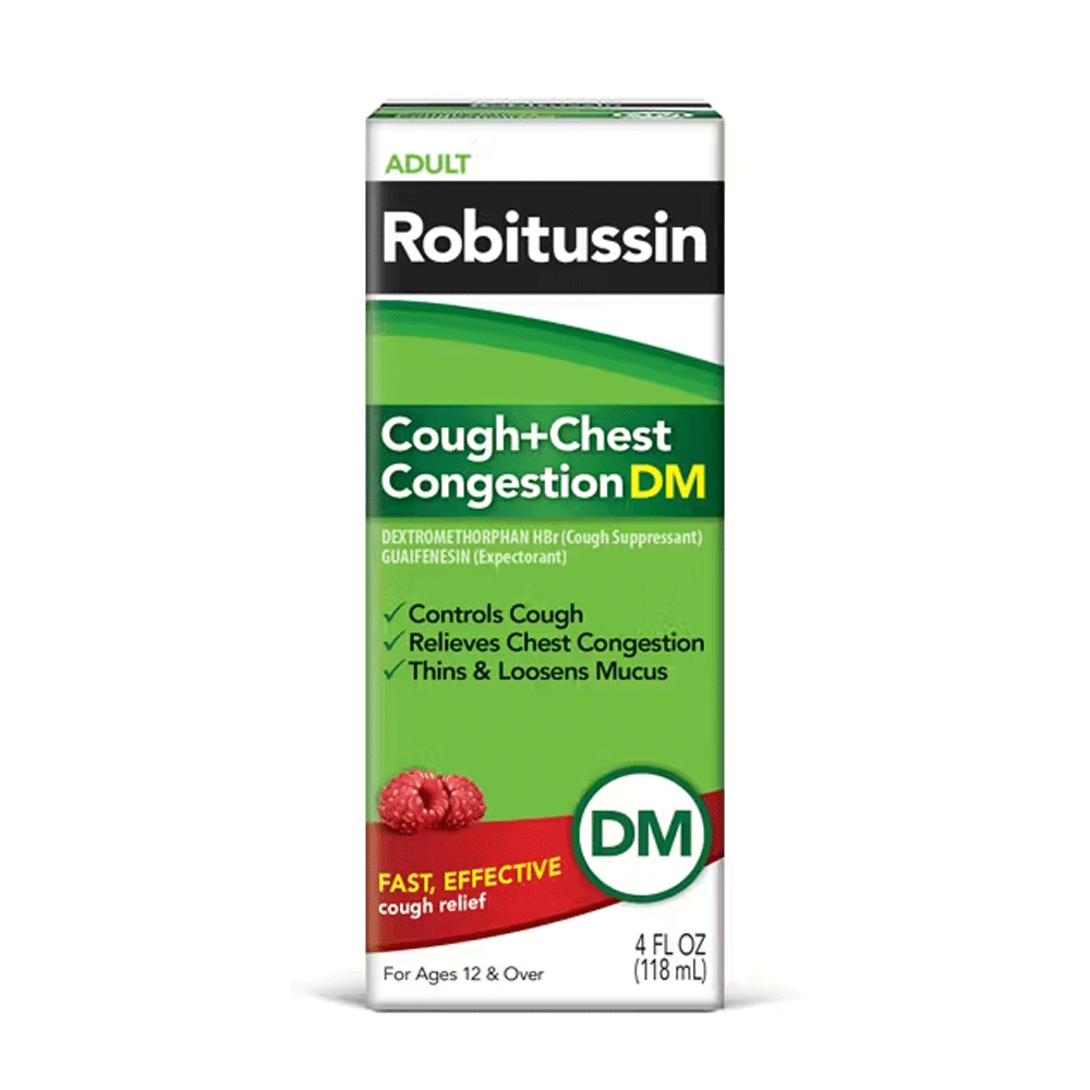 Robitussin Adult Cough + Congestion Thoracique DM, 4 Fl Oz