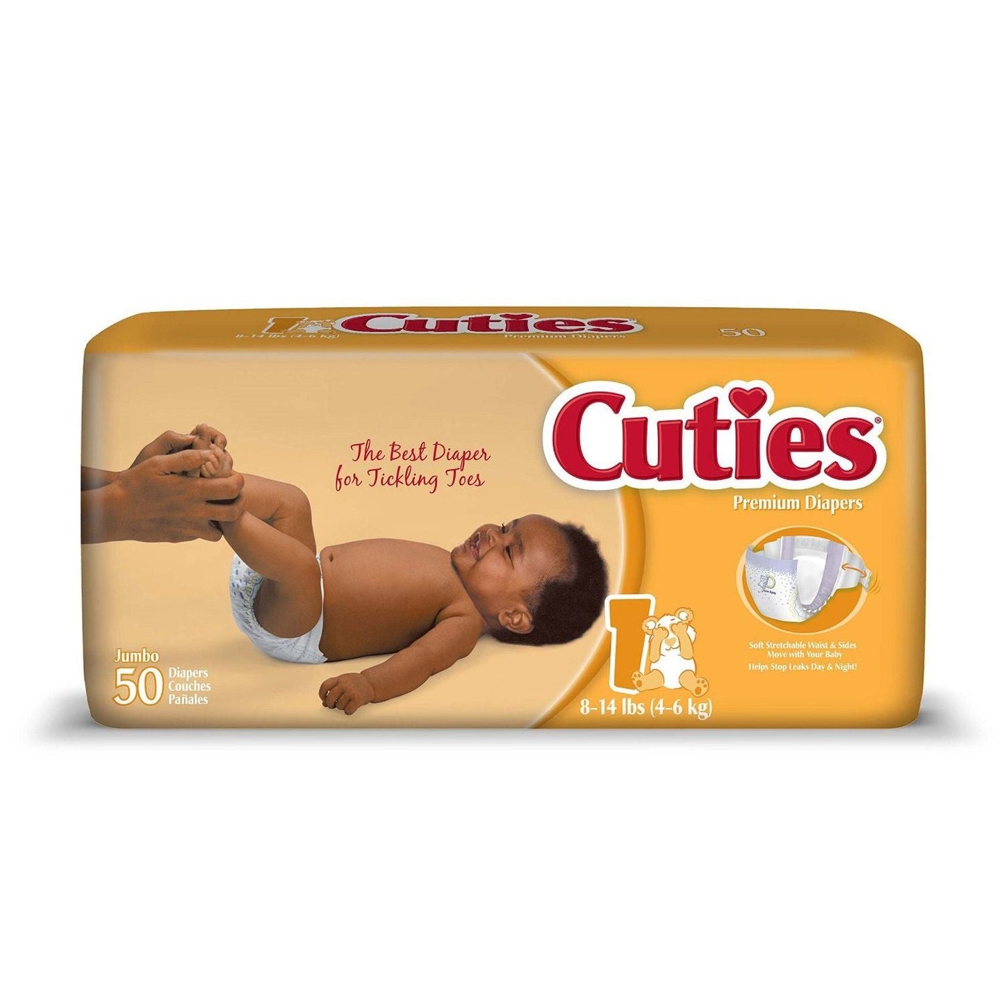 Pañales para bebés First Quality Cuties® – Tamaño 1 (8-14 lbs), 50 unidades