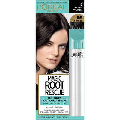 L'Oreal Paris Magic Root Rescue 10 Minute Hair Coloring Kit, Soft Black