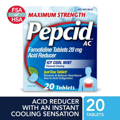 Comprimés de soulagement des brûlures d'estomac Pepcid AC Maximum Force - Menthe glaciale