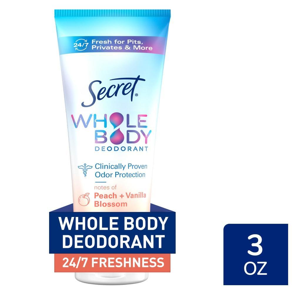 Crème Déodorante Corporelle Secret, Pêche & Fleur de Vanille, 3 oz - Sans Aluminium