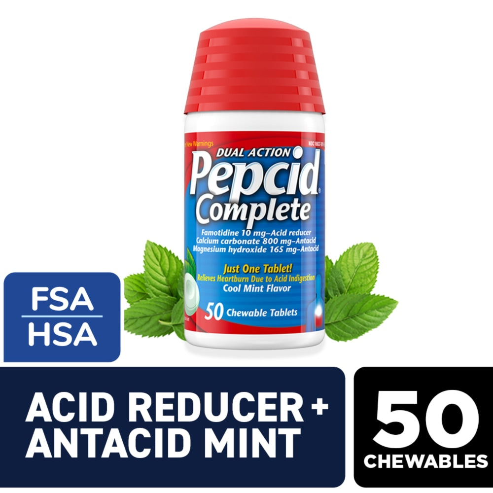 Comprimés à mâcher Pepcid - Saveur menthe à double action