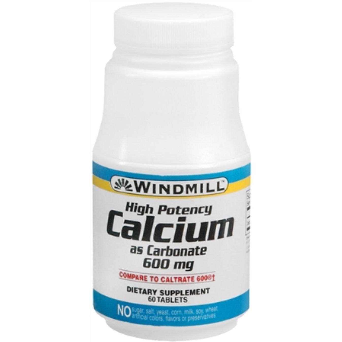 Windmill® Carbonate de Calcium 600 mg – Soutien Osseux Premium (60 Comprimés)