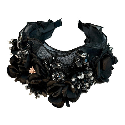 Fabric Flower Heavy Industry Wide Edge Crystal Super Immortal Women's Headband Headwear - Korvel