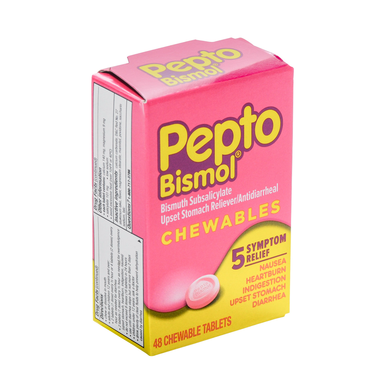 Tabletas Masticables Pepto-Bismol para Alivio de 5 Síntomas - Sabor Original