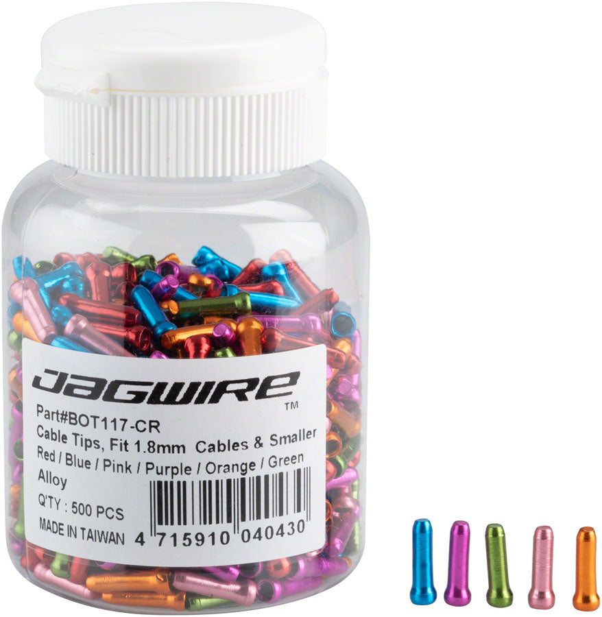 Crimpadores de extremo de cable Jagwire de 1.8 mm - Paquete combinado de 500 en colores vibrantes